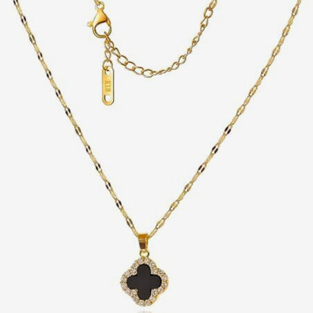 Collar Trébol de Cuatro Hojas Doble Faz