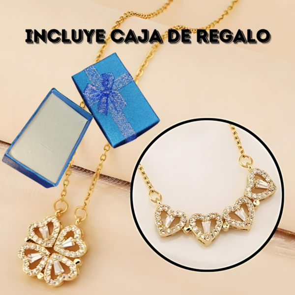 Collar Trébol Corazon Extendible Caja de Regalo