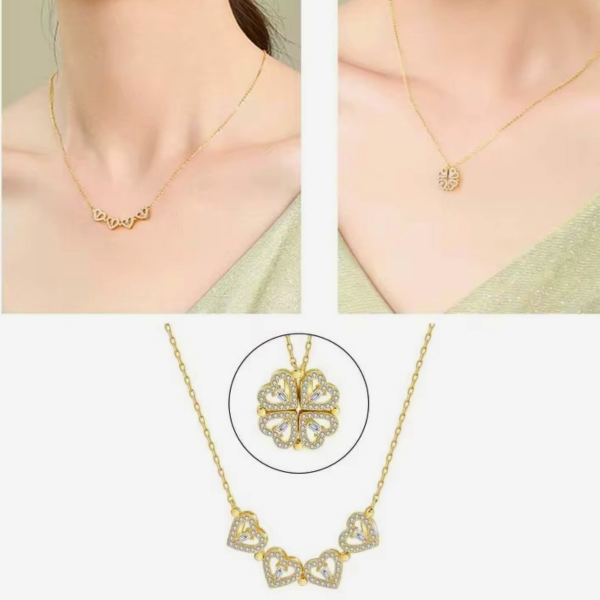 Collar Trébol Corazon Extendible Caja de Regalo