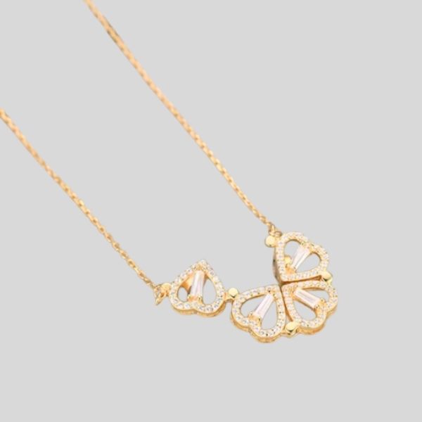 Collar Trébol Corazon Extendible Caja de Regalo