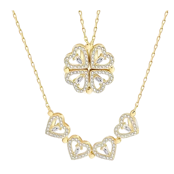 Collar Trébol Corazon Extendible Caja de Regalo