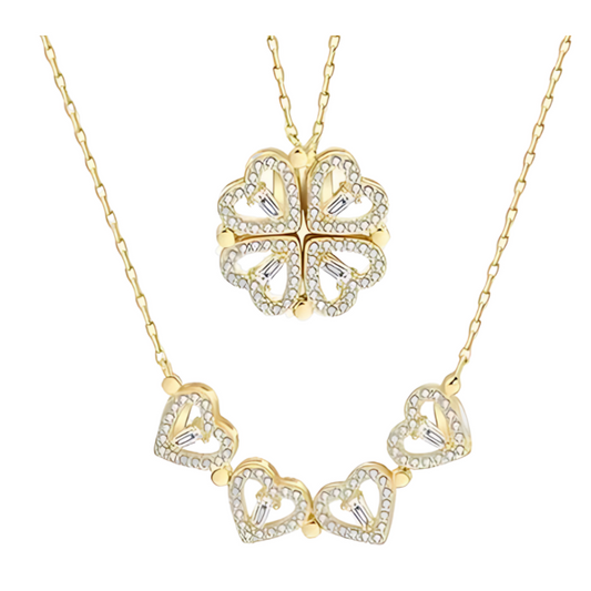 Collar Trébol Corazon Extendible Caja de Regalo