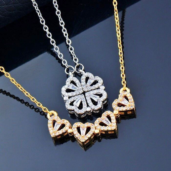 Collar Trébol Corazon Extendible Caja de Regalo