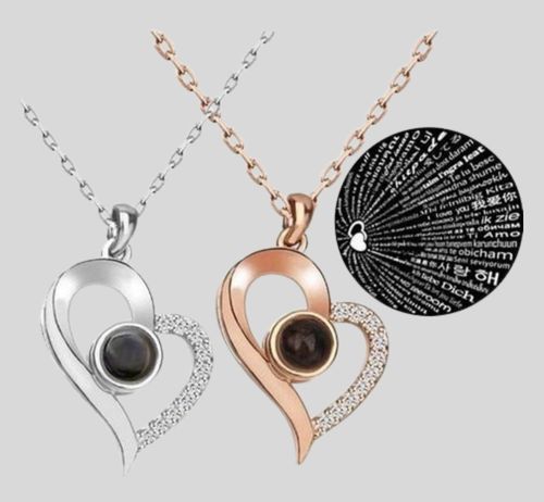 Collar AmorInfinito Te Amo en 100 Idiomas Caja de Regalo