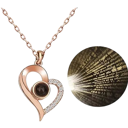 Combo Te Amo 100 Idiomas Collar y Anillo Caja de Lujo