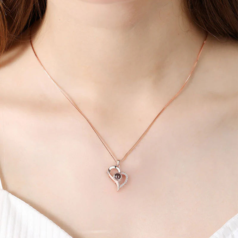 Combo Te Amo 100 Idiomas Collar y Anillo Caja de Lujo