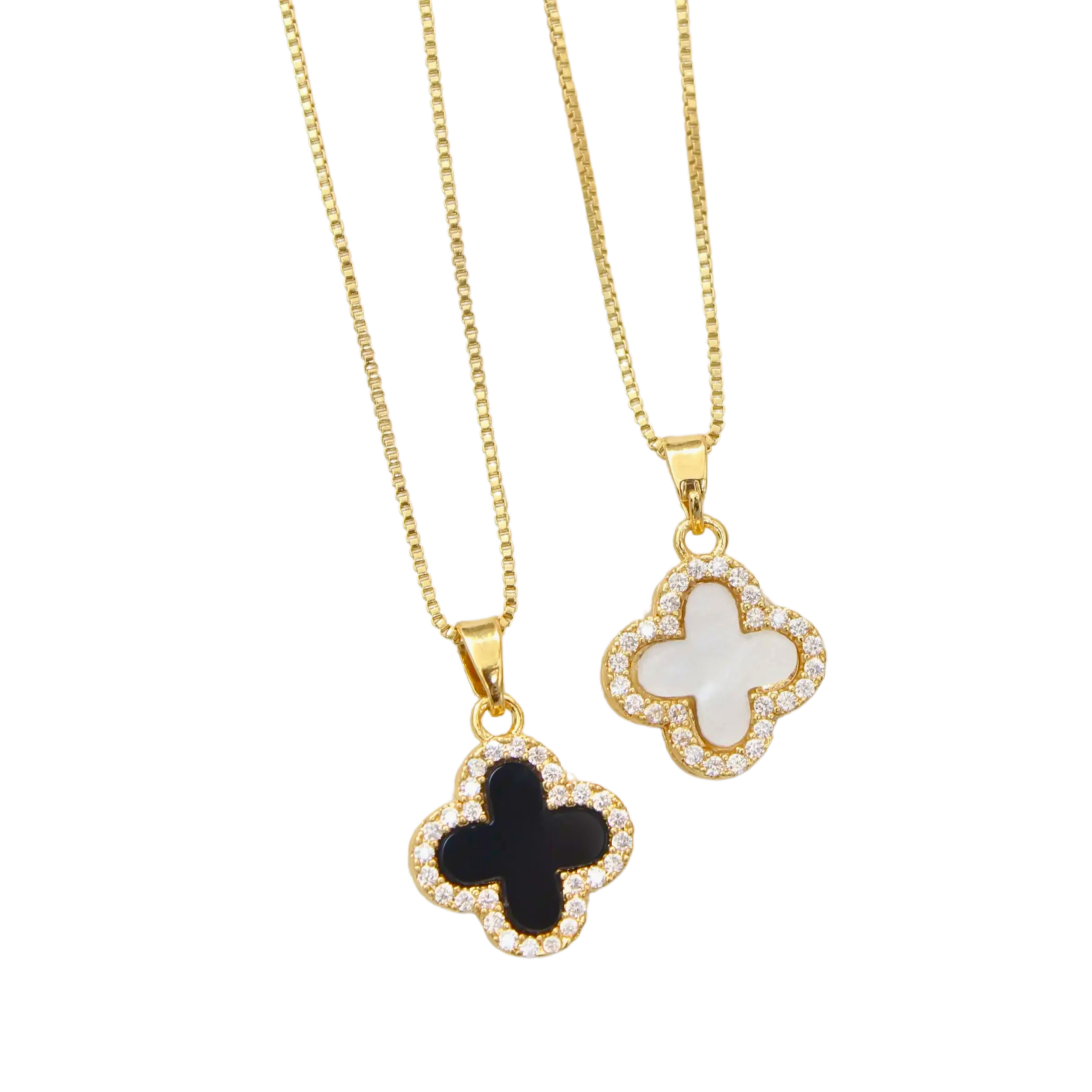 Collar Trébol de Cuatro Hojas Doble Faz